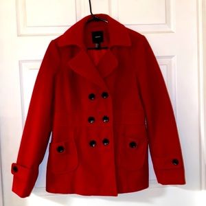 Red pea coat
